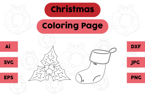 Christmas Plum Socks Coloring Pages for Graphics & Brand Content