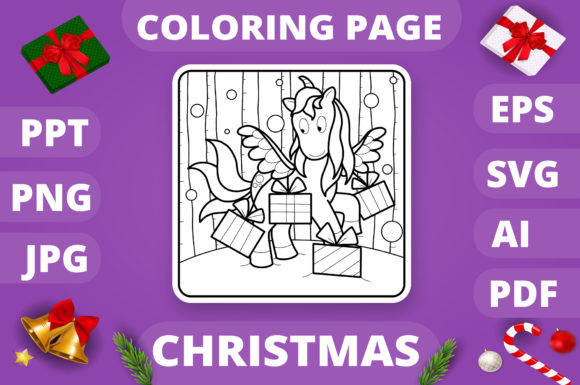Cute Christmas Coloring Pages for Commercial Graphics