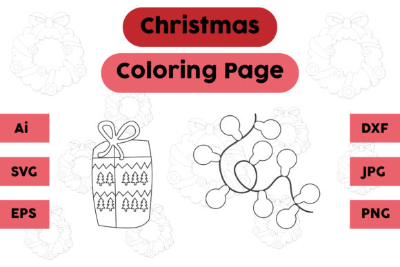 Review: Christmas Coloring Page Gift Lamp Set 03 Graphics